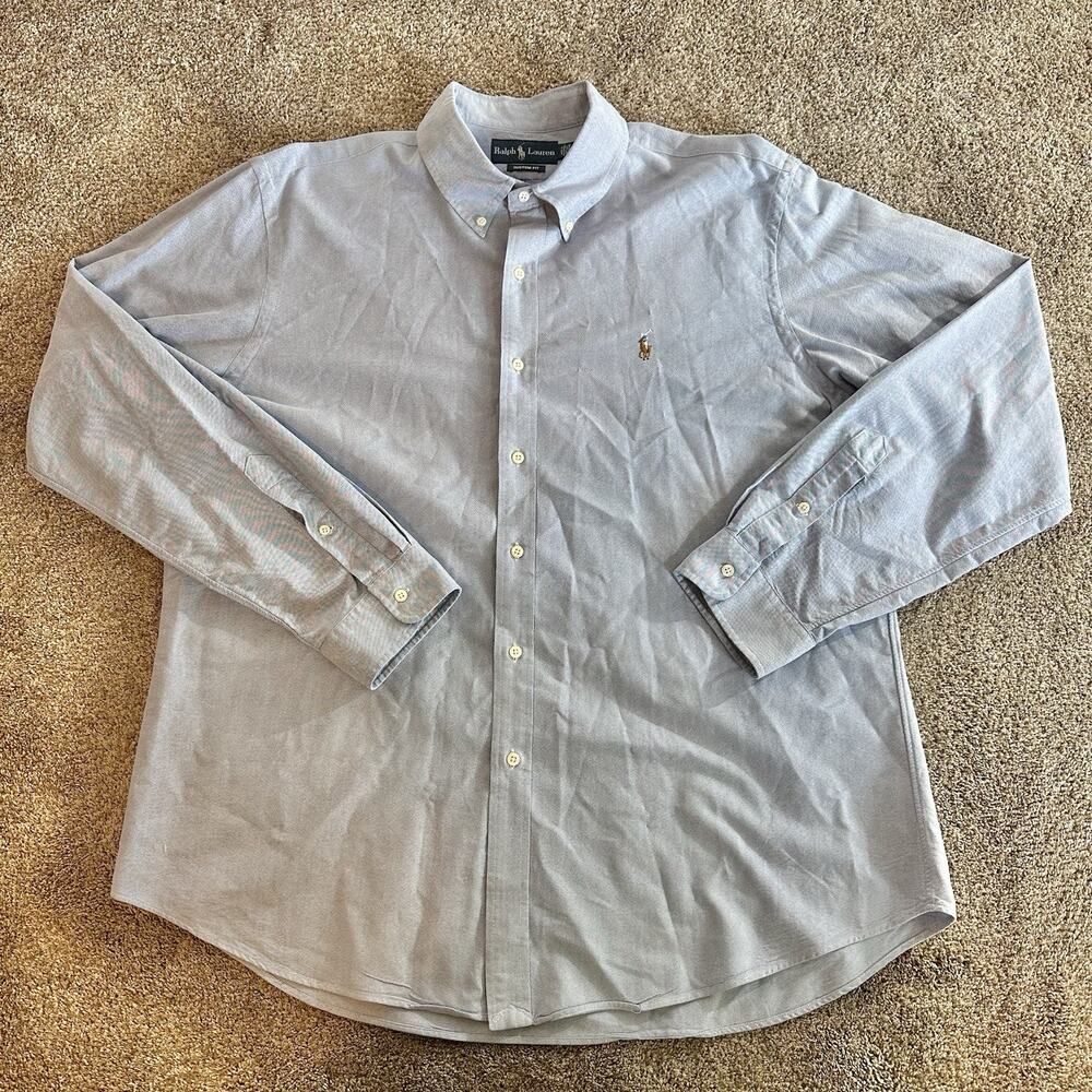 Vintage Polo Ralph Lauren Shirt Mens XXL Blue Oxford Button Down Flesh Pony